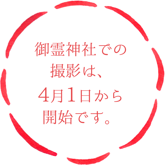 御霊神社での撮影は、4月1日から開始です。